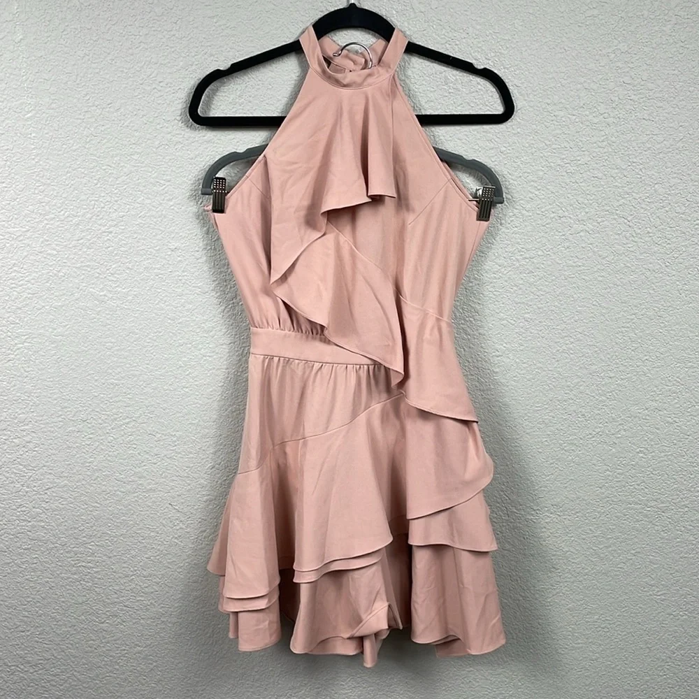 NWT Marissa Webb Alanis Dress Vintage Rose Pink Ruffle Mini Open Back Sz XS
